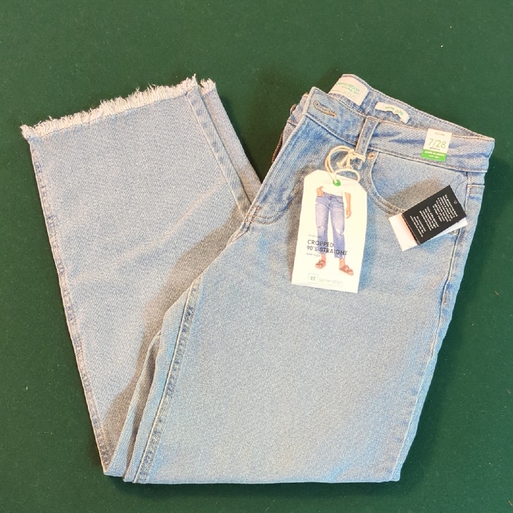 Cropped Straight Jeans - Midrise REgeneration Celebrity Pink Light Blue Womens